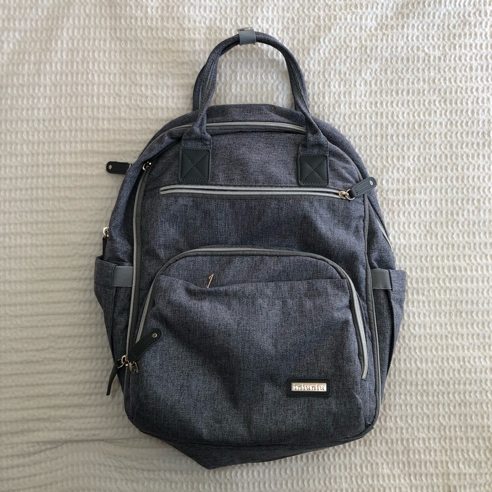 INIUNIU Baby’s Gray Diaper Multi-pocket Backpack Size 16” x 16”